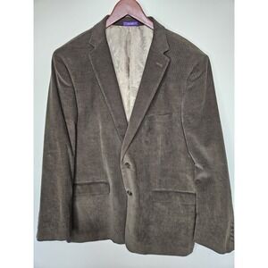 Alan Flusser Sport Coat Men Xl Dark Green Corduroy Cotton Blazer Classic Jacket